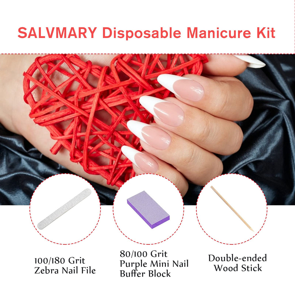 Professional Disposable Manicure & Pedicure Kit, 3-Piece Nail File Buffer Stick, 100 Sets