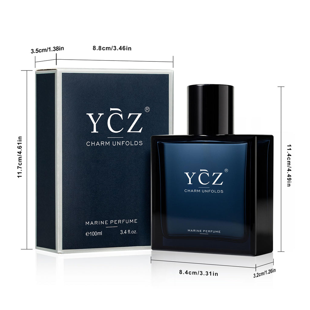 Ycz Midnight Marine Eau de Parfum for Men, 3.4 Fl Oz Fresh Marine Woody Cologne
