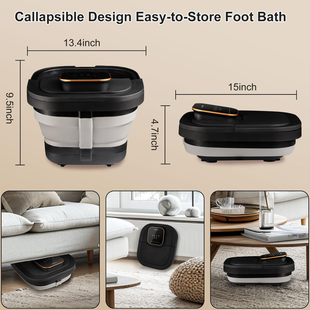 FOFOJÔY Collapsible Foot Spa Bath with Heat, Massage, Bubbles and Pedicure Kit
