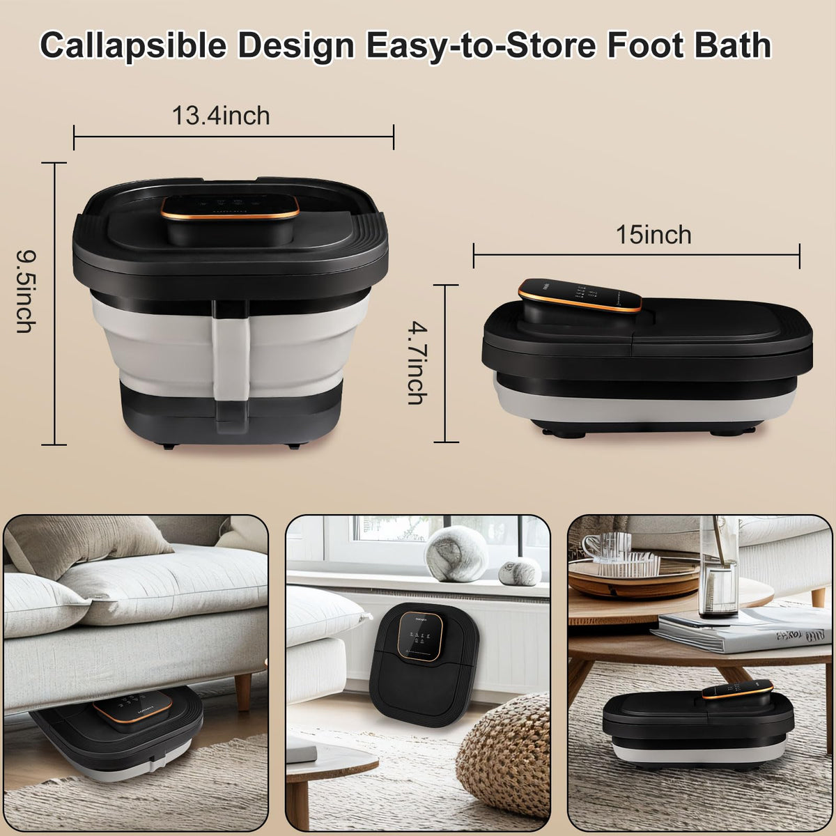 FOFOJÔY Collapsible Foot Spa Bath with Heat, Massage, Bubbles and Pedicure Kit