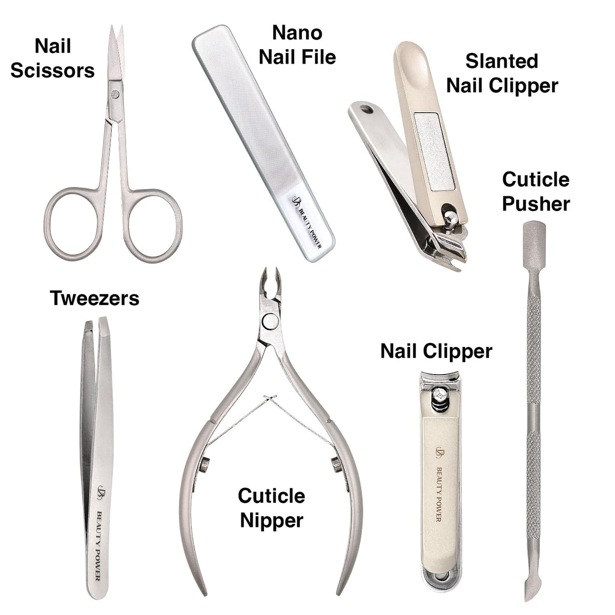 Beauty Power 7-in-1 Manicure and Pedicure Set with Stainless Steel Tools