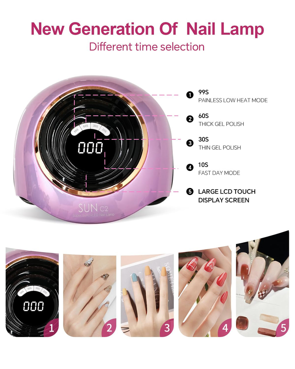 MIRAGE LAYON UV LED Nail Lamp, 288W Gel Polish Dryer with 63 LED Beads