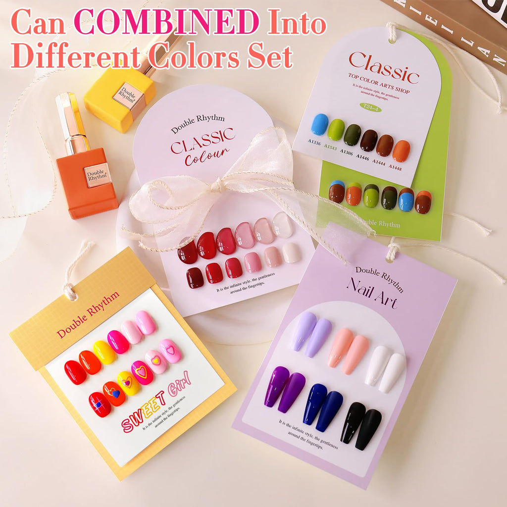 Double Rhythm 28-Piece Gel Nail Polish Set with Base, Top & Building Gels