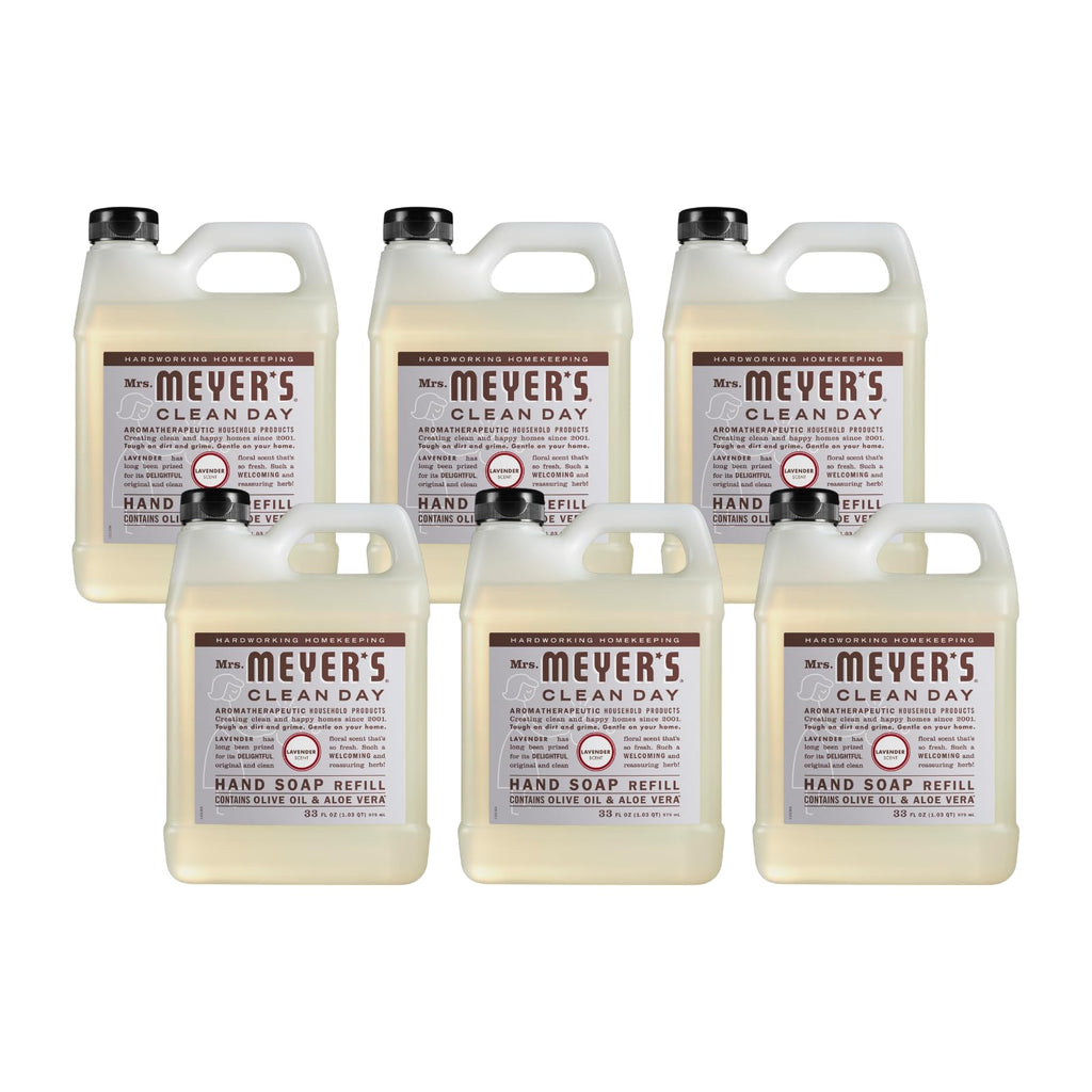 Mrs. Meyer’s Clean Day Liquid Hand Soap Refill, Lavender, 33 fl oz, Pack of 6
