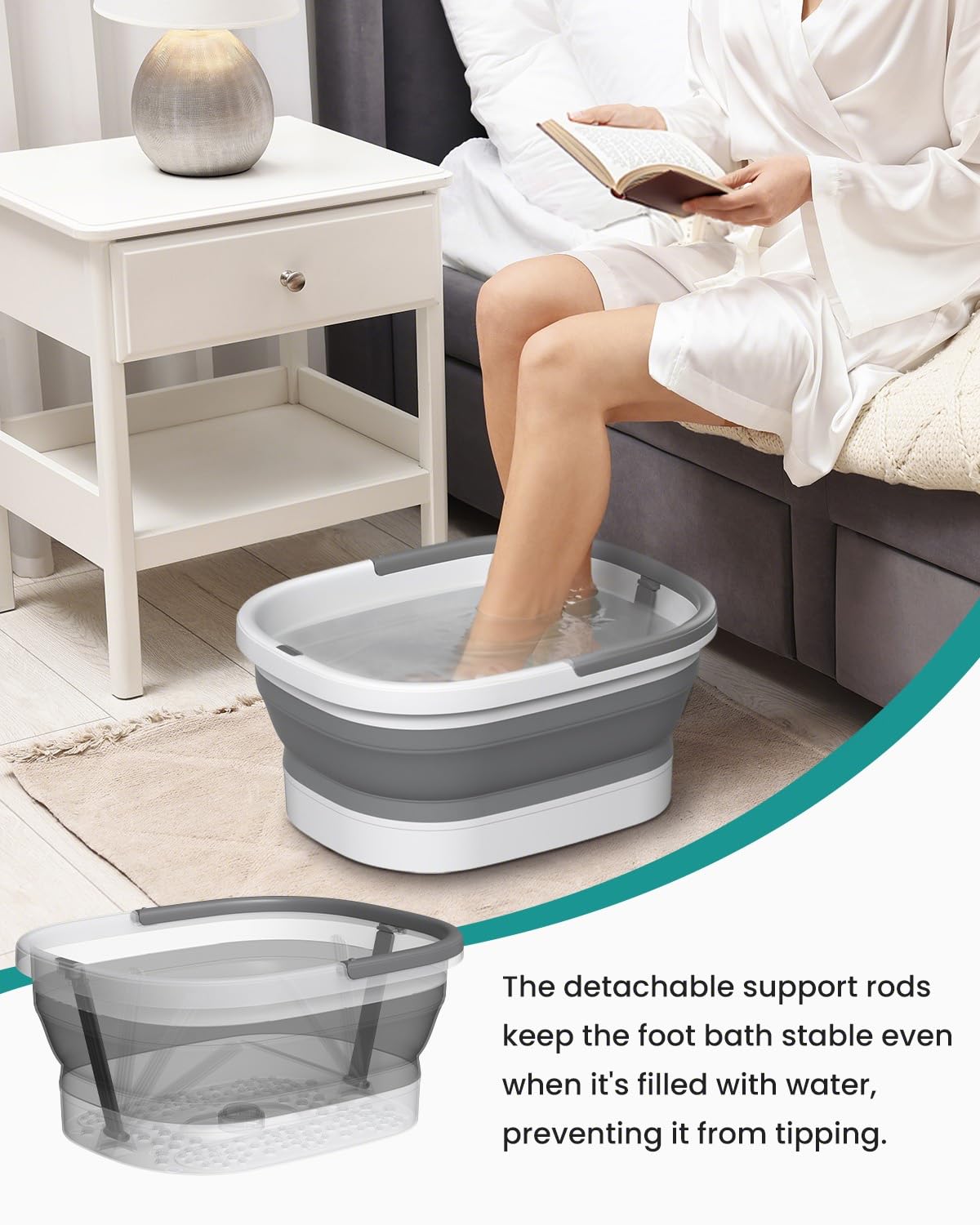Nekteck Collapsible Foot Soaking Tub with Massage Nodes and Pumice Stone