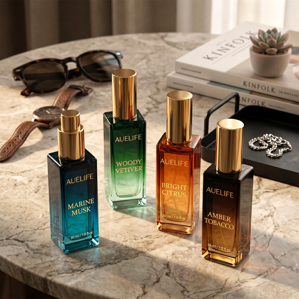 Auelife Men's Perfume Gift Set, 4 x 30mL Alcohol-Free Cologne