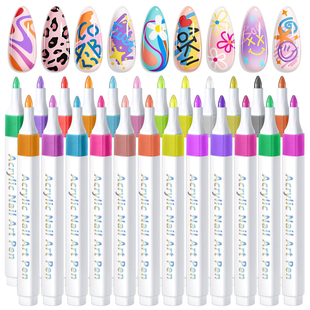SAVILAND Nail Art Pens Set, Quick-Dry Waterproof Fine-Tip Nail Polish Markers