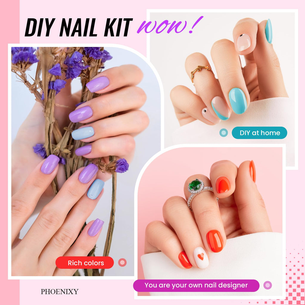 PHOENIXY Gel Nail Polish Kit with UV/LED Nail Lamp