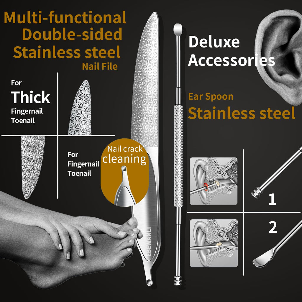 EBEWANLI Podiatrist Toenail Clipper Kit for Thick and Ingrown Nails