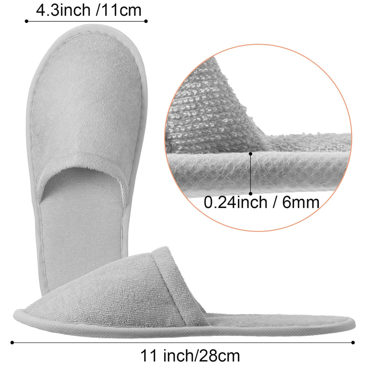 Geyoga 24 Pairs Disposable Guest Slippers with Soft Toweling and EVA Sole