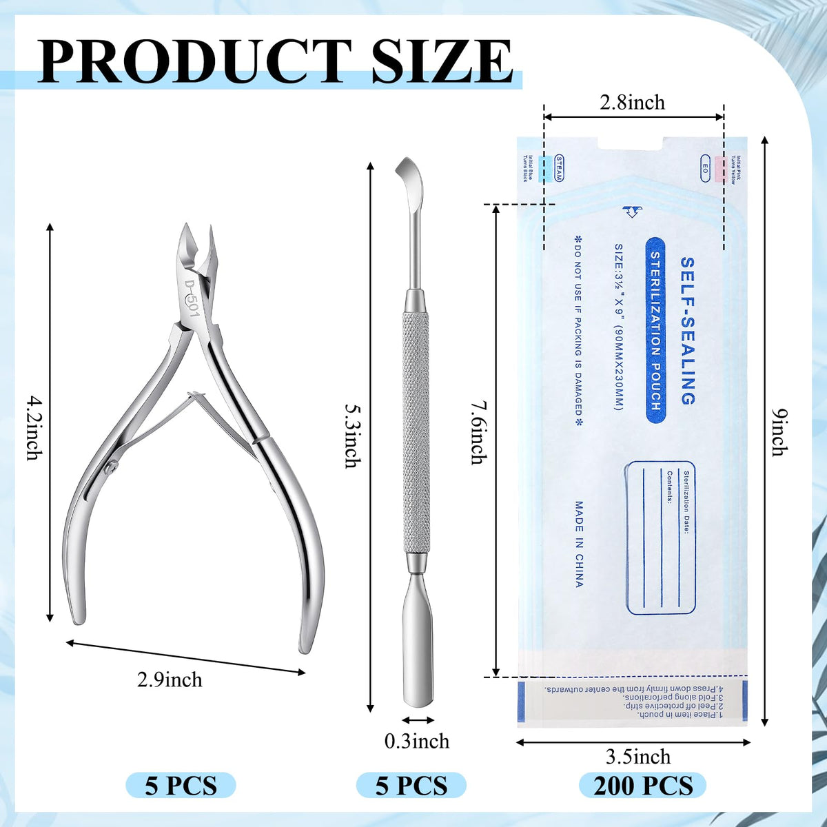 Lothee Cuticle Trimmer and Pusher Kit with Sterilization Pouches
