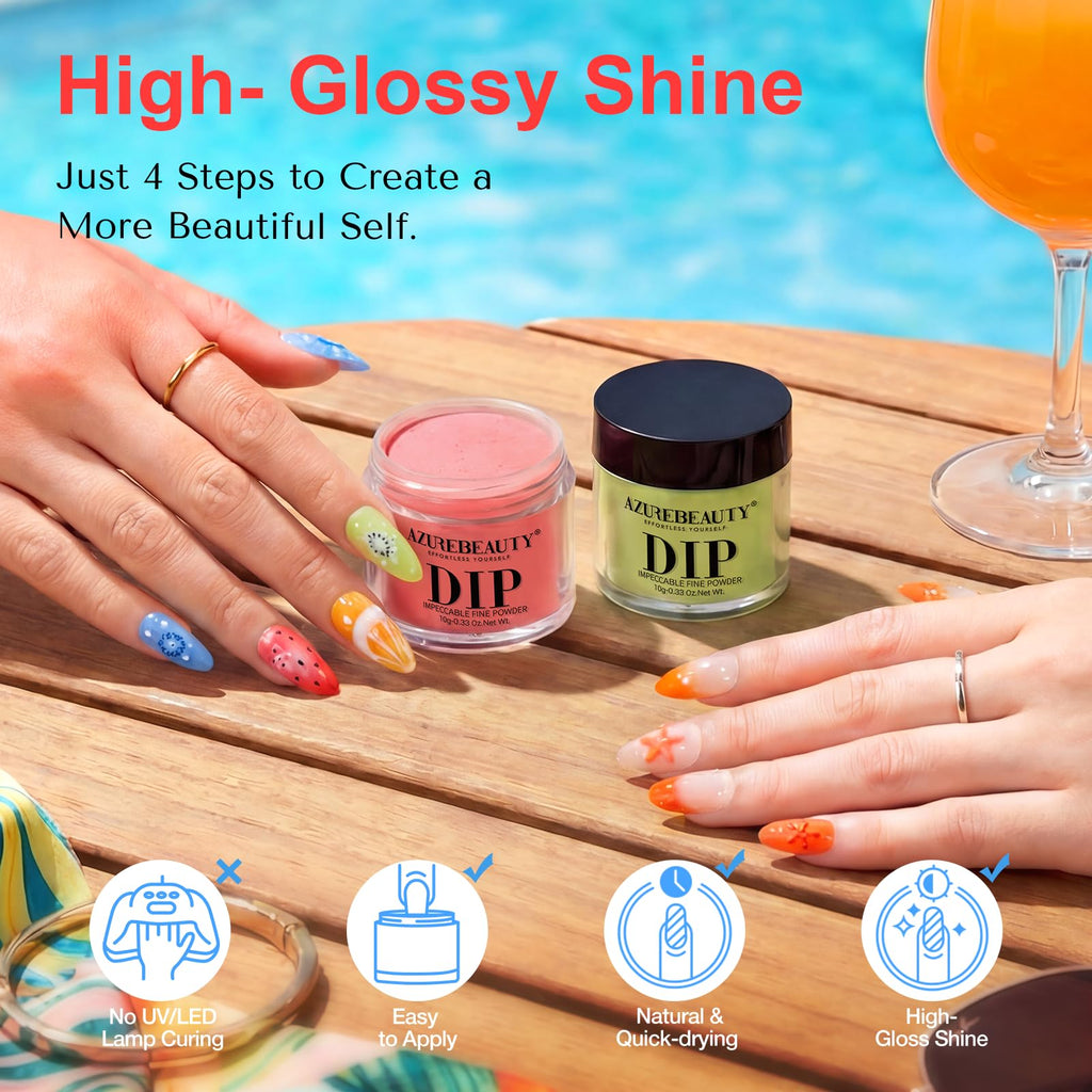AZUREBEAUTY 42-Piece Dip Powder Nail Kit, 32 Colors with Base, Top Coat & Activator