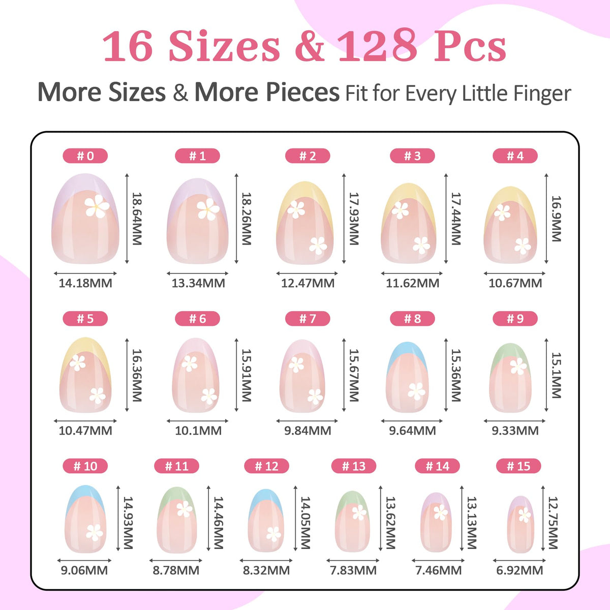 Kids Press-On Nail Kit with Adhesives and Nail Tools