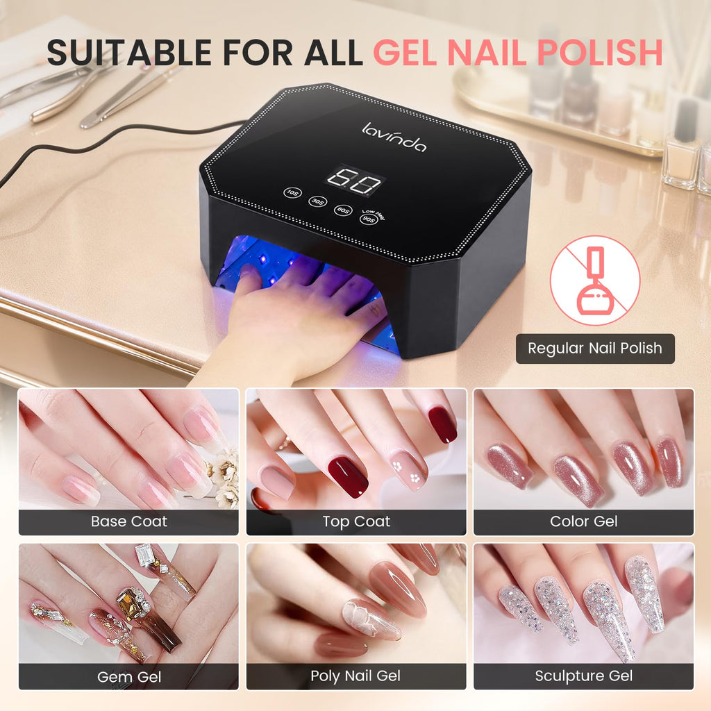 Lavinda 54W UV LED Nail Lamp with LCD Display and Auto Sensor