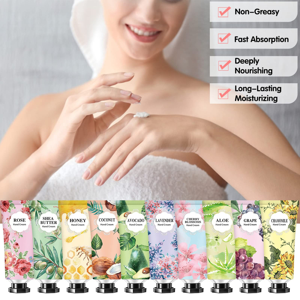 74-Pack Natural Plant Extract Hand Cream Gift Set, Mini Scented Lotions