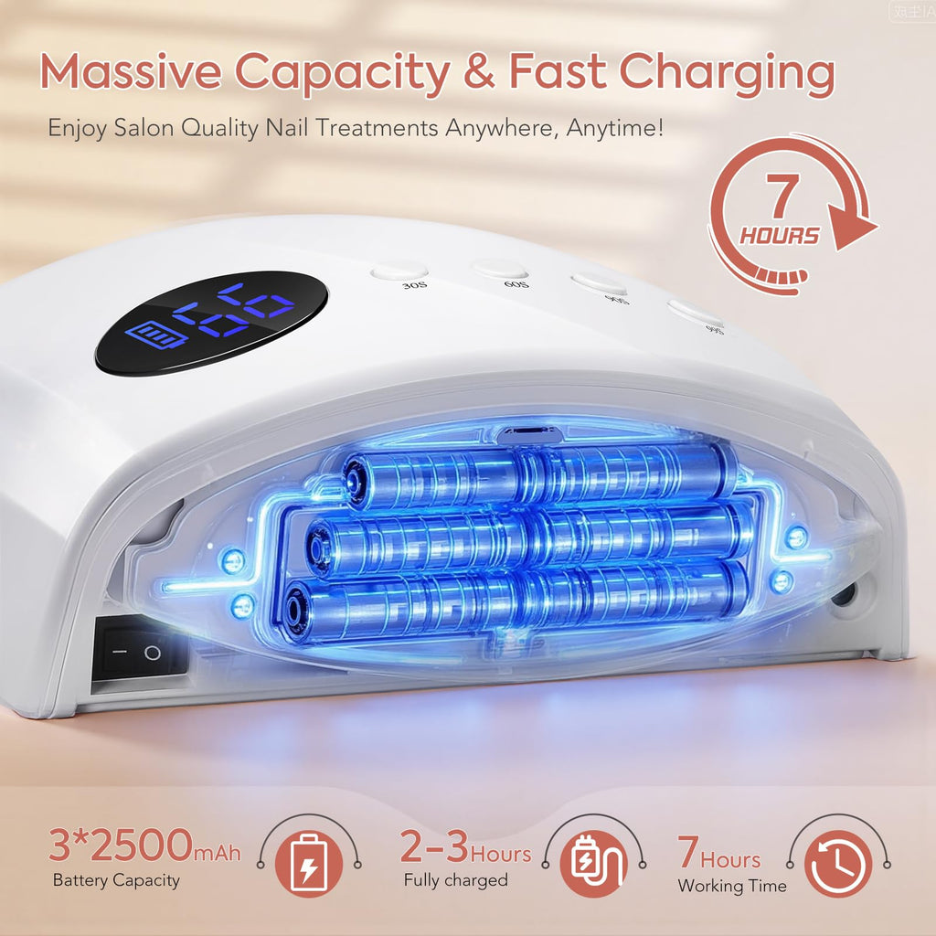 72W UV LED Nail Lamp, Cordless Gel Nail Dryer with Smart Sensor