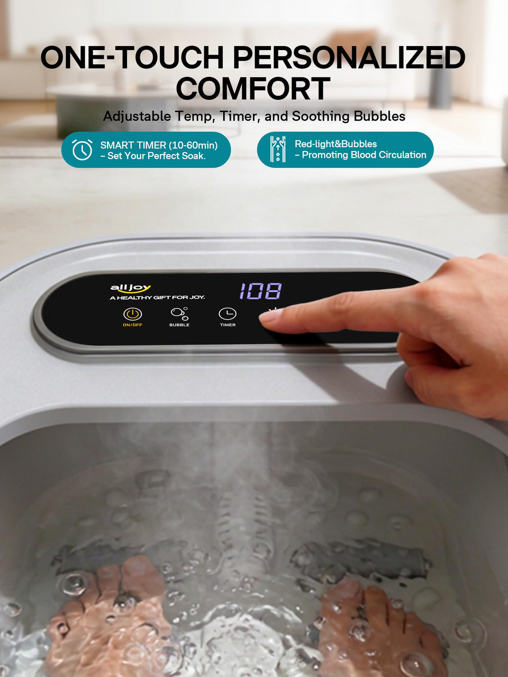 ALLJOY Collapsible Heated Foot Spa with Bubbles, Massage Rollers & Pumice Stone