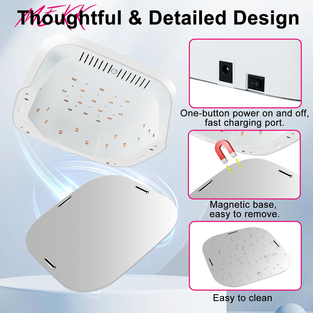 MEKK 54W Cordless UV LED Nail Lamp with Red Light and Auto Sensor