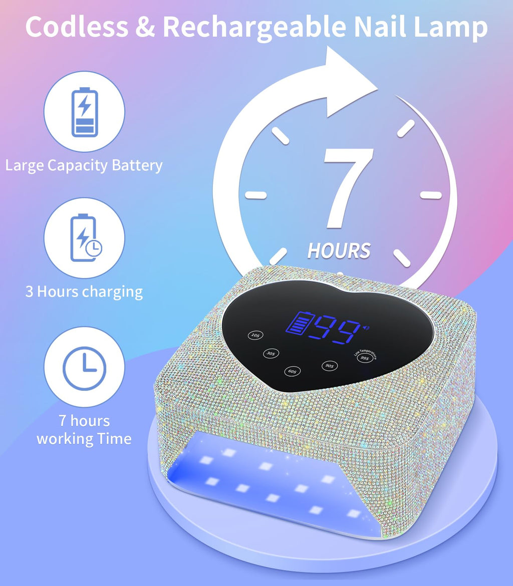 HUGMAPLE 72W Cordless Rechargeable UV LED Nail Lamp for Gel Nails