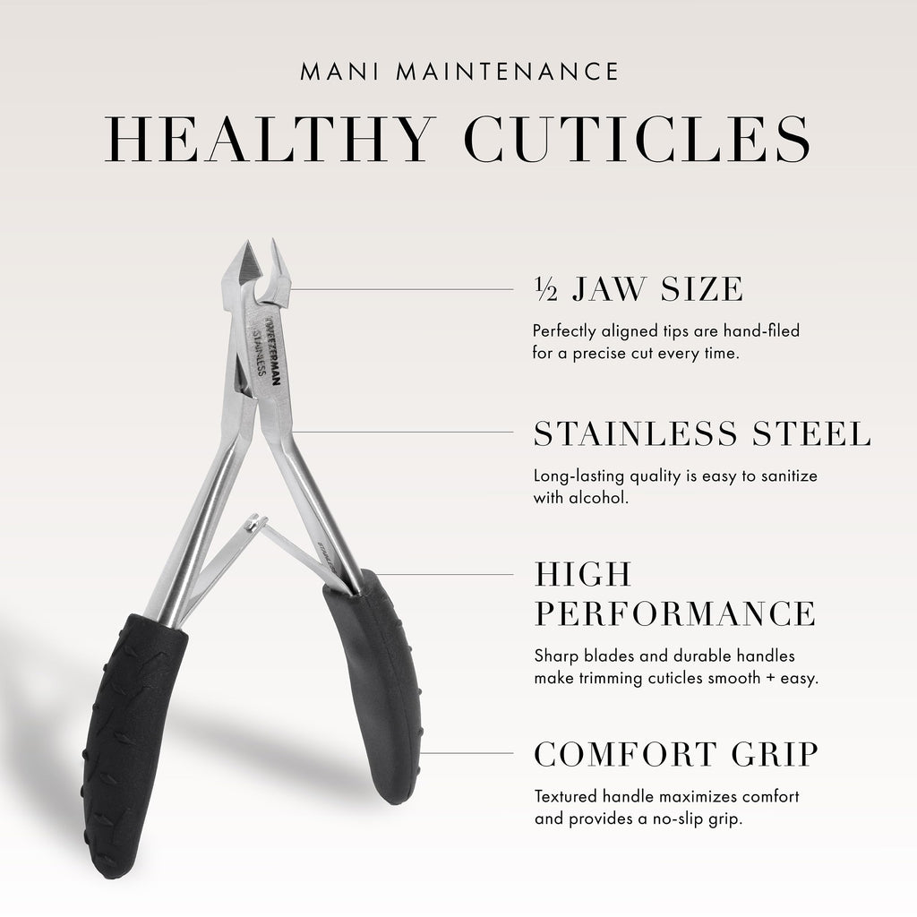 Tweezerman Great Grip Cuticle Nipper Black Stainless Steel