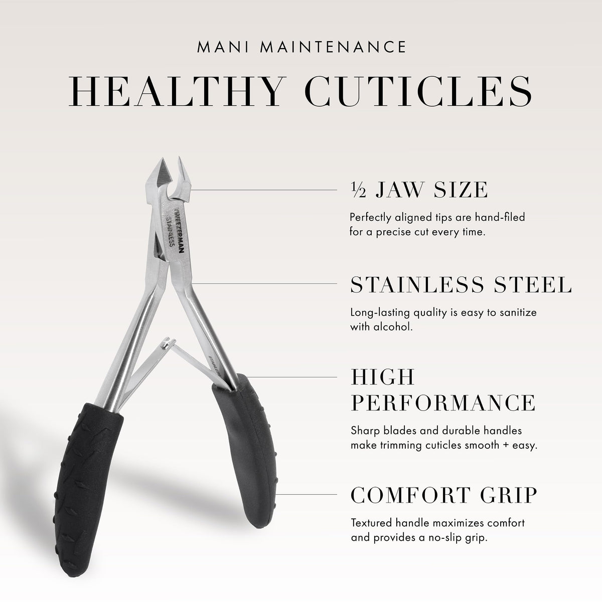 Tweezerman Great Grip Cuticle Nipper Black Stainless Steel