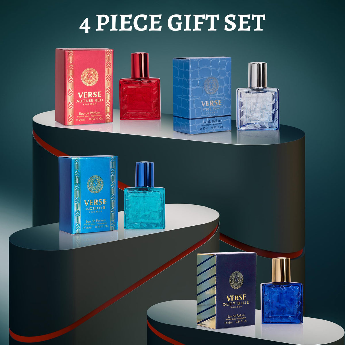 NovoGlow Verse Mini 4-Piece Men's Fragrance Gift Set, 25ml Eau de Parfum