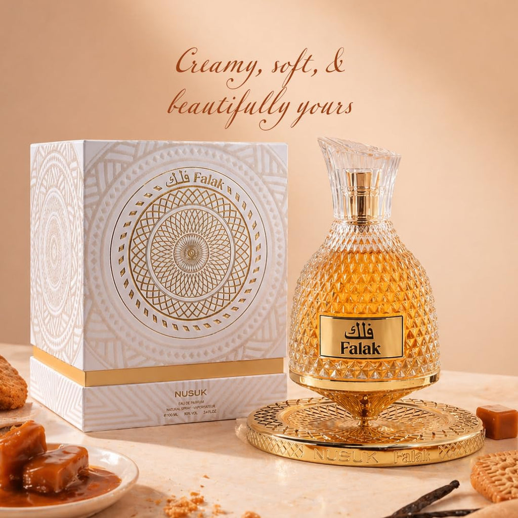 Nusuk Falak Unisex Eau de Parfum Spray, Gourmand Caramel Vanilla Fragrance