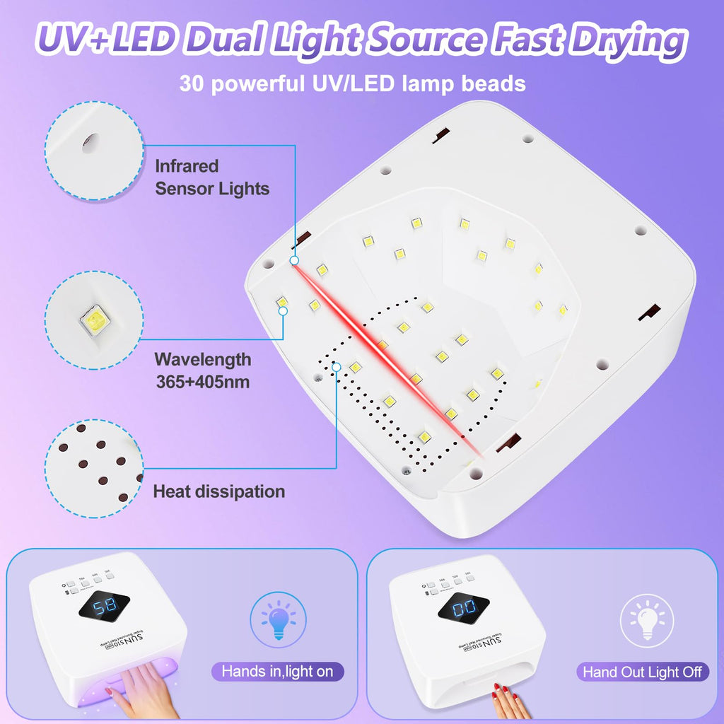 LKE Cordless Rechargeable UV LED Nail Lamp, 86W Gel Nail Dryer
