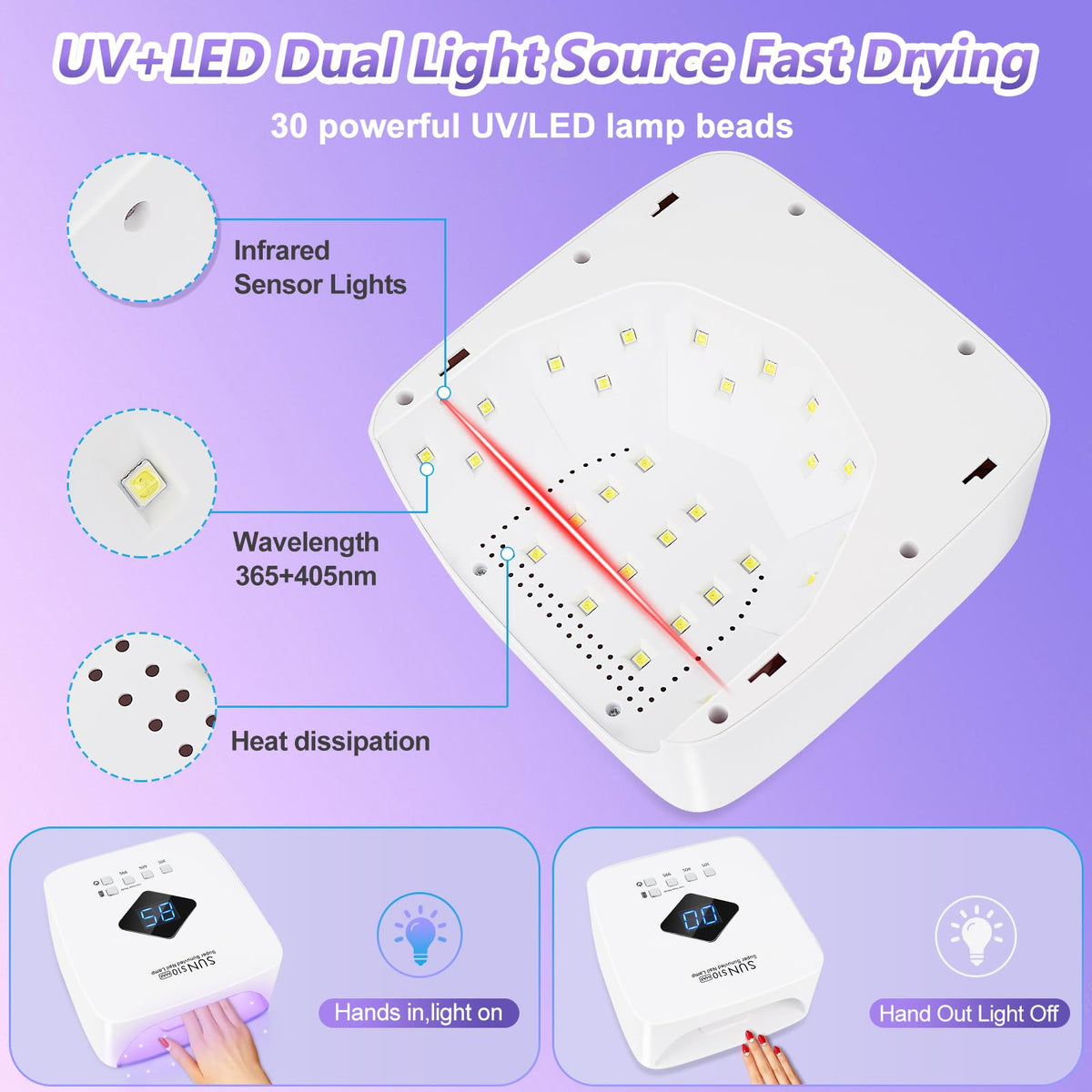 LKE Cordless Rechargeable UV LED Nail Lamp, 86W Gel Nail Dryer