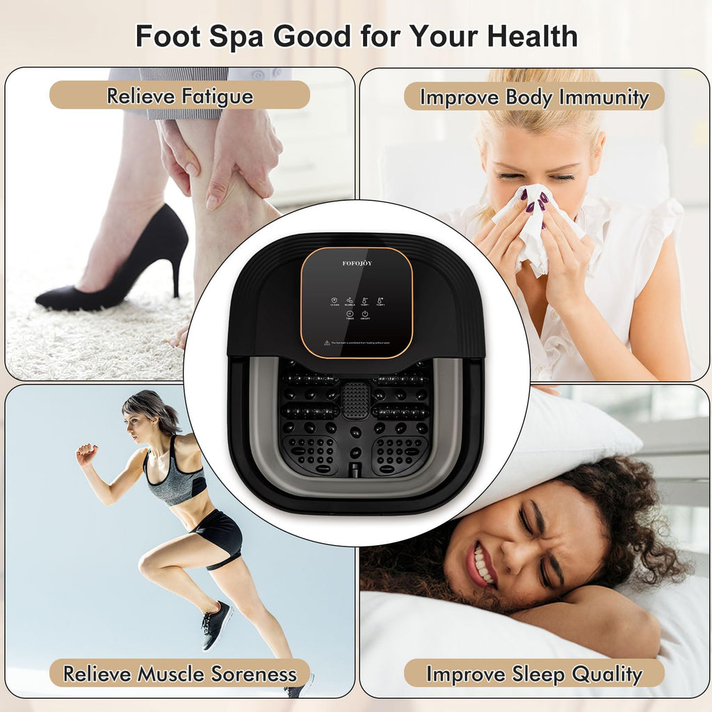 FOFOJÔY Collapsible Foot Spa Bath with Heat, Massage, Bubbles and Pedicure Kit
