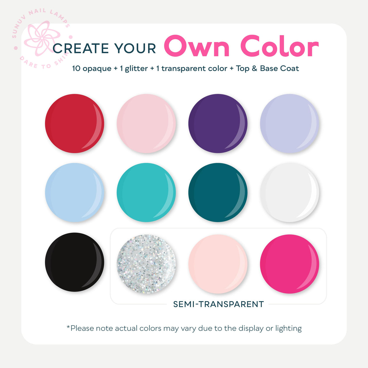 SUNUV Gel Nail Polish Kit with UV/LED Lamp, Base & Top Coat, Nail Tools