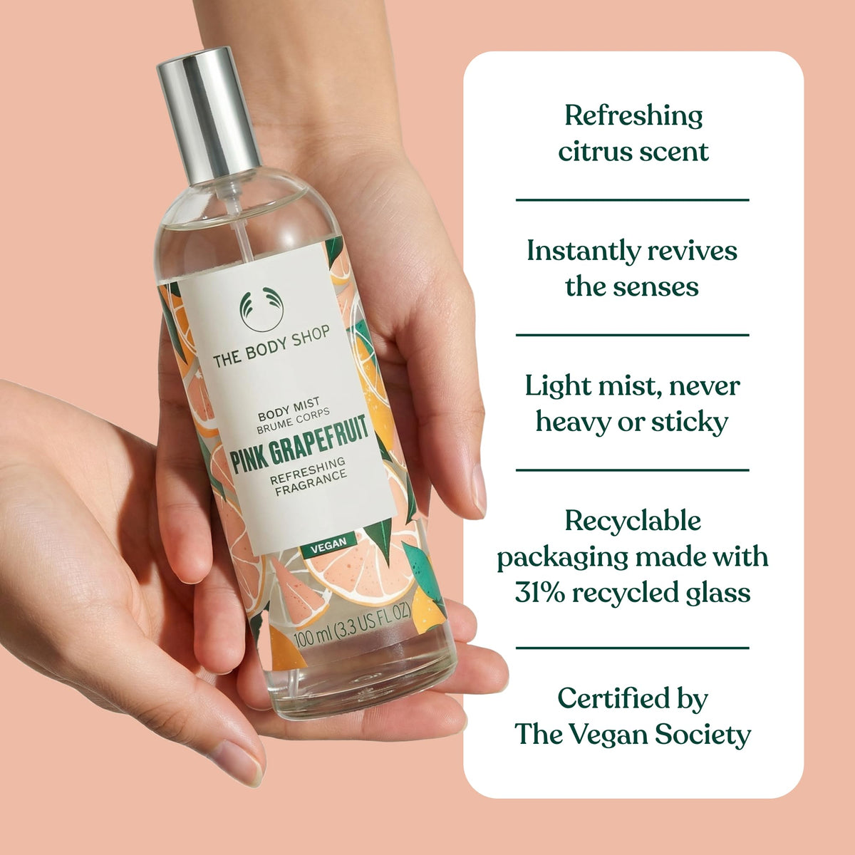 The Body Shop Lightweight Refreshing Body Mist, 3.3 Fl Oz
