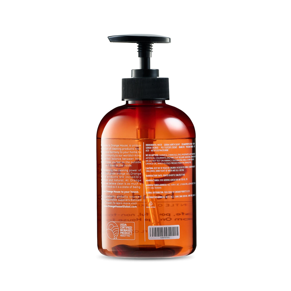 ORANGE HOUSE Hand Soap, 12 Fl Oz, Cold-Pressed Orange Oil, Moisturizing Citrus Formula