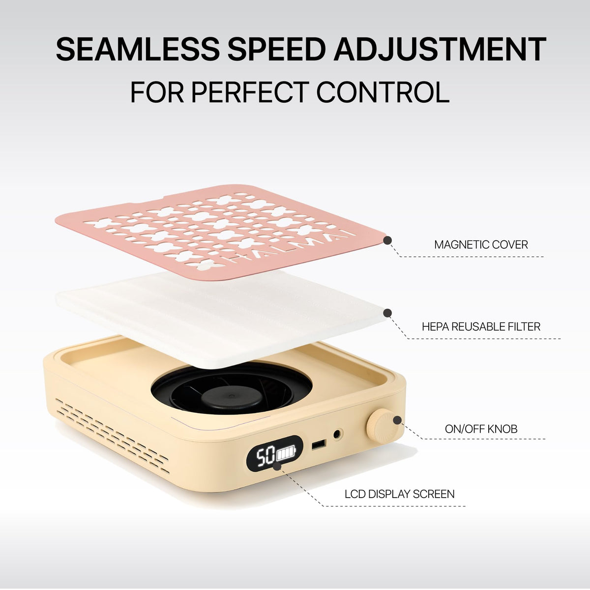 HALMAI Rechargeable Cordless Nail Dust Collector