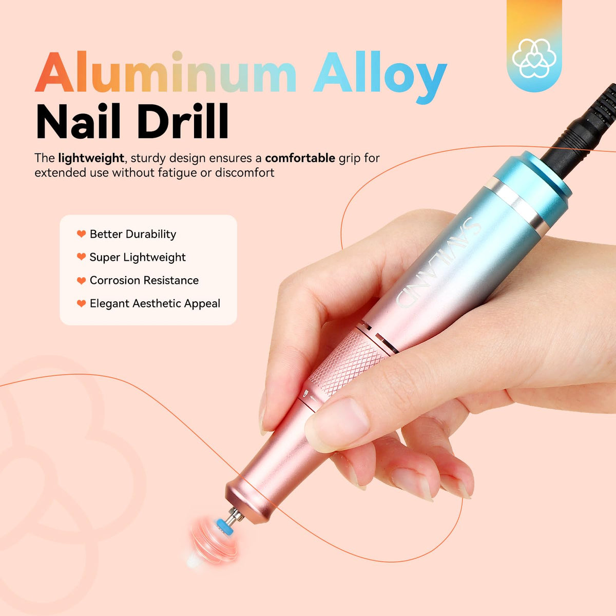SAVILAND Electric Nail Drill Kit, 40000 RPM Portable Nail File