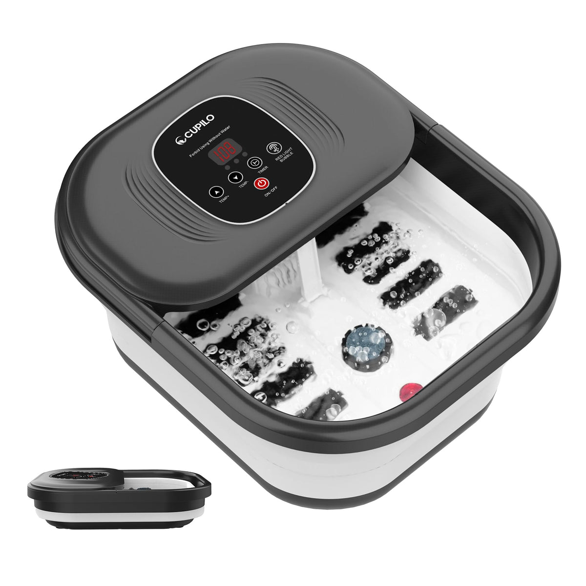 CuPiLo Collapsible Foot Spa Bath Massager with Heat and Bubbles