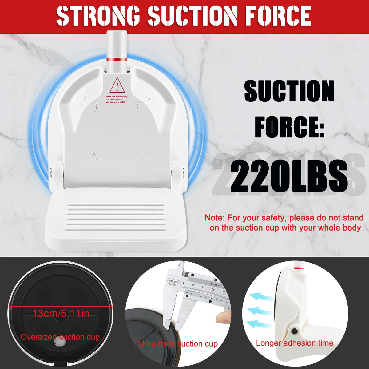 White Suction Cup Shower Foot Rest for Leg Shaving