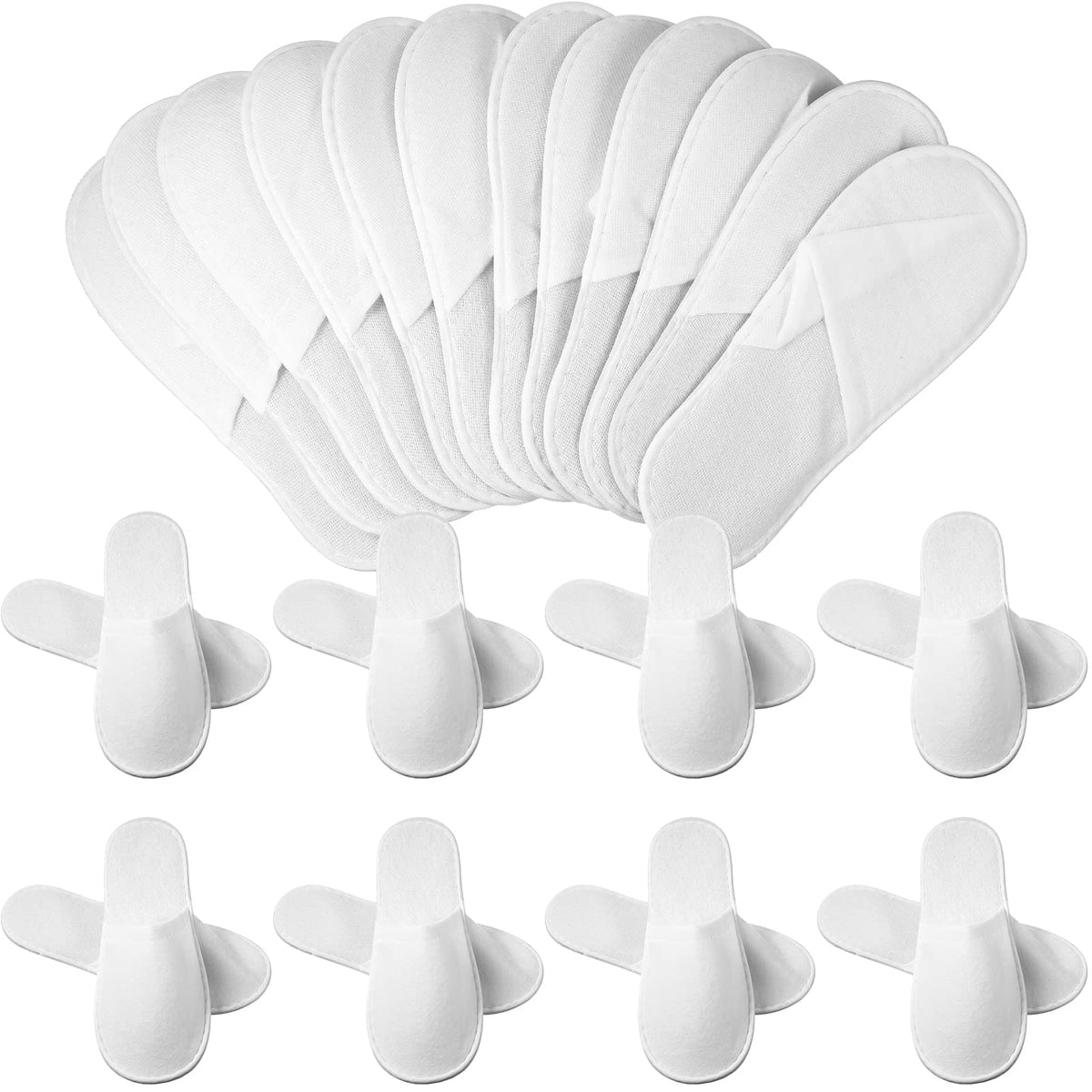 Jecery 40 Pairs Disposable House Slippers, White Closed Toe
