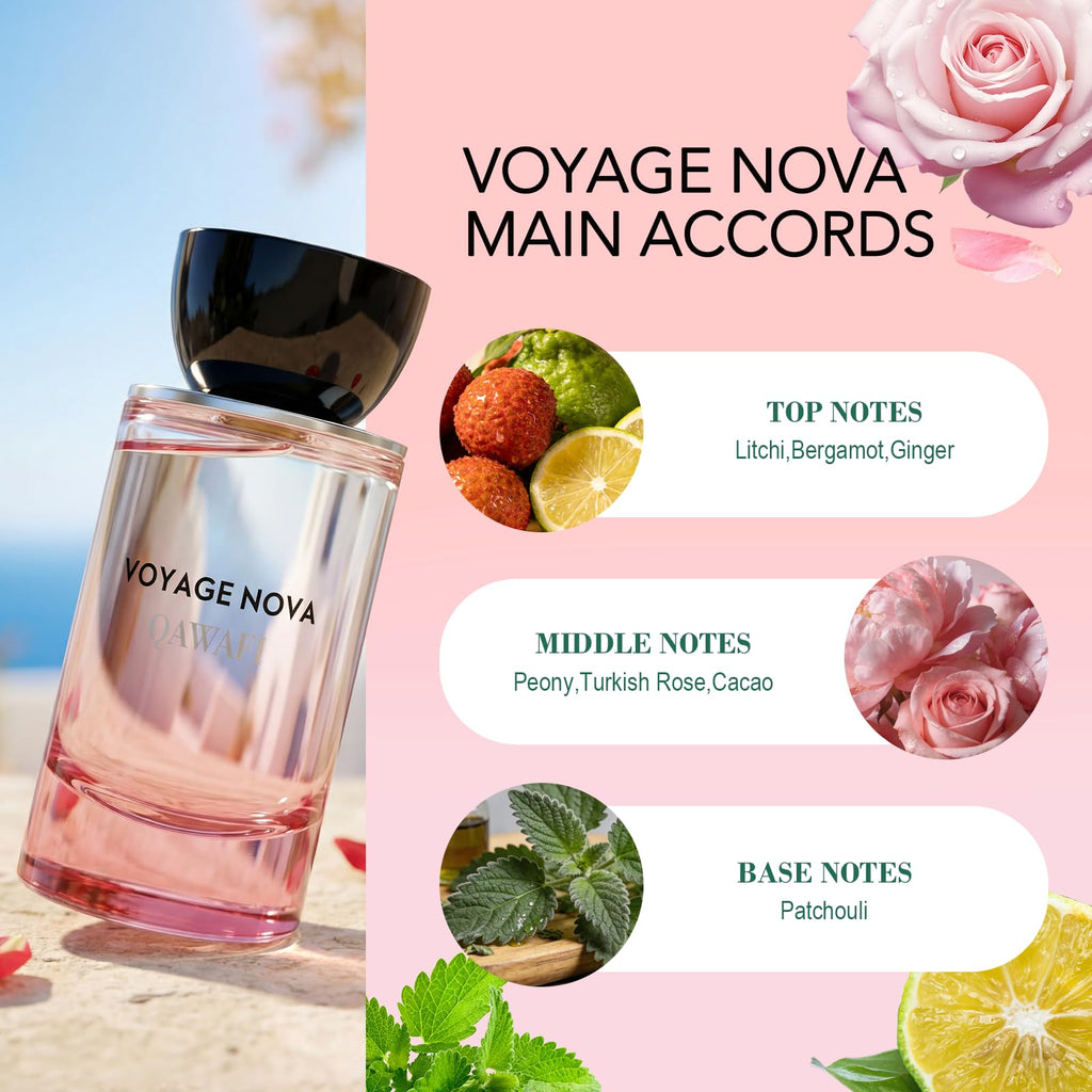 Voyage Nova Eau de Parfum for Women, Lychee, Rose & Patchouli