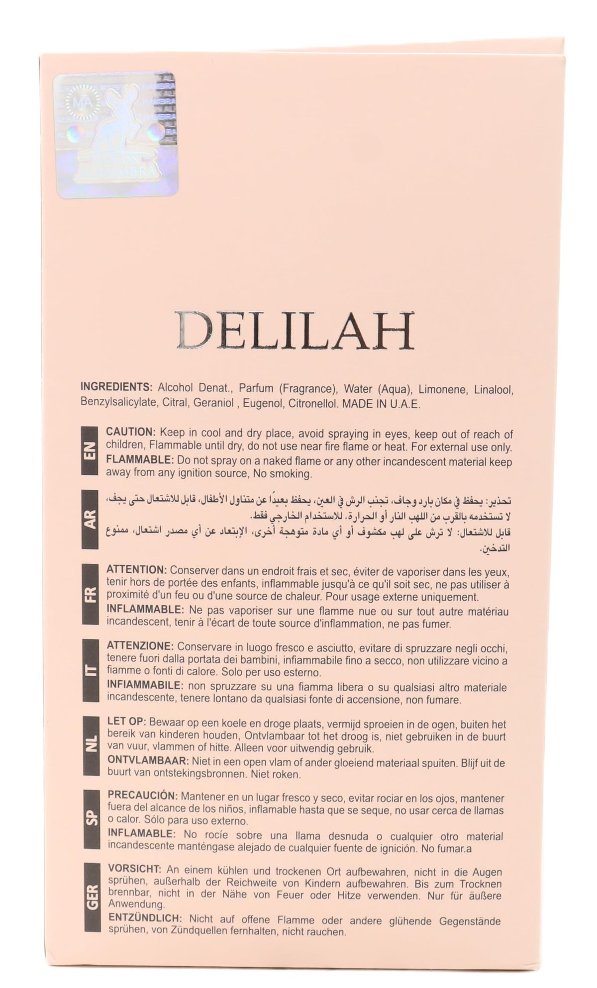 Alhambra Delilah Pour Femme Eau de Parfum 100ml