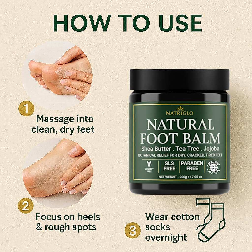 Organic Tea Tree Foot Balm for Dry, Cracked Feet and Heels