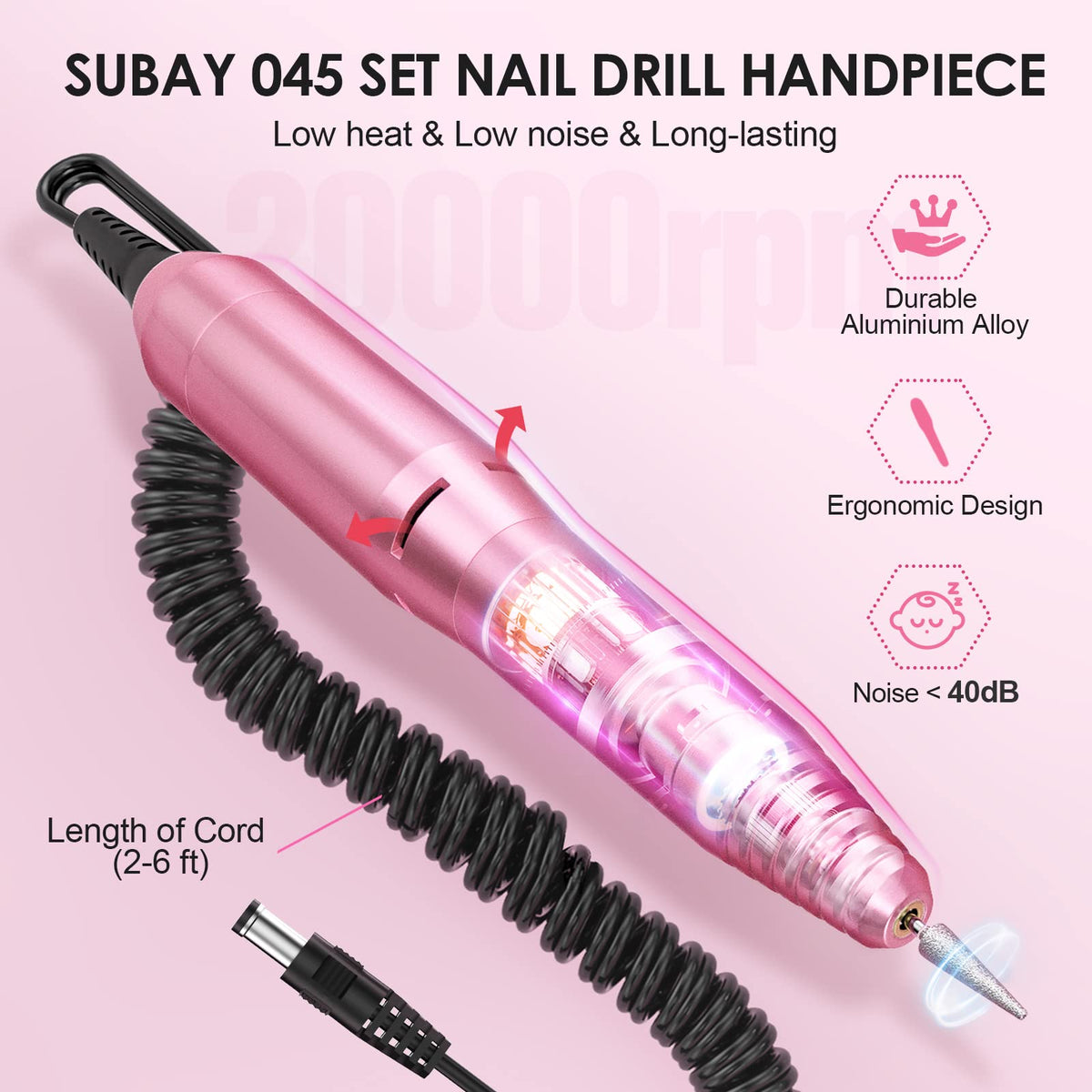 Subay Professional Electric Nail Drill Machine and Manicure Pedicure File