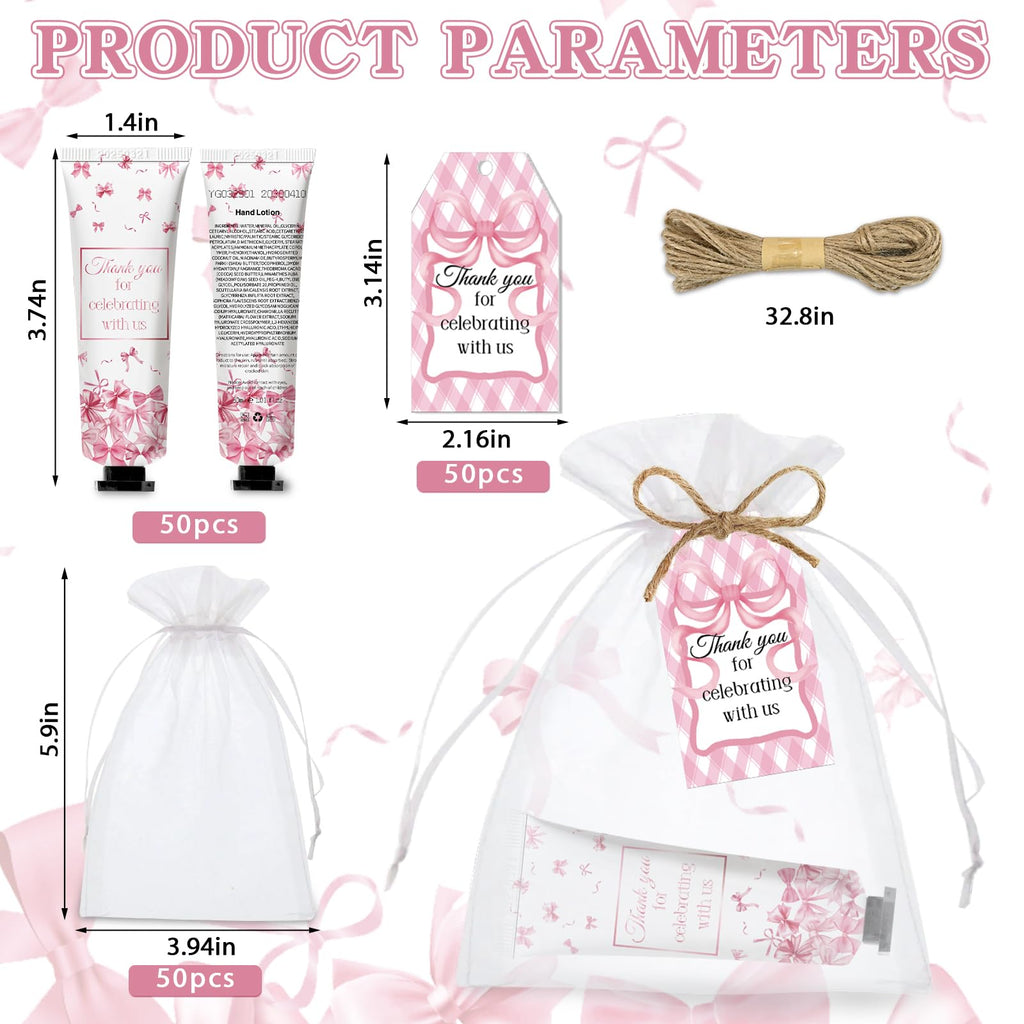 50 Hand Cream Gift Sets with Organza Bags and Thank You Cards