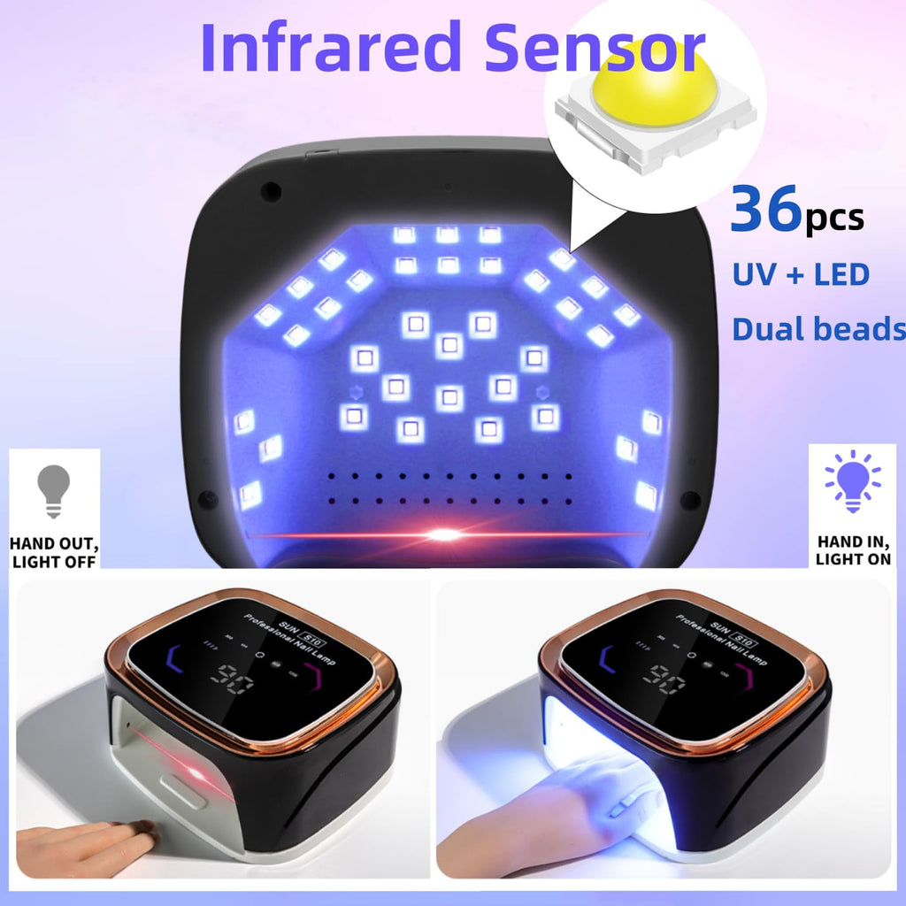 LIMEGIRL Black Cordless Rechargeable UV LED Nail Lamp