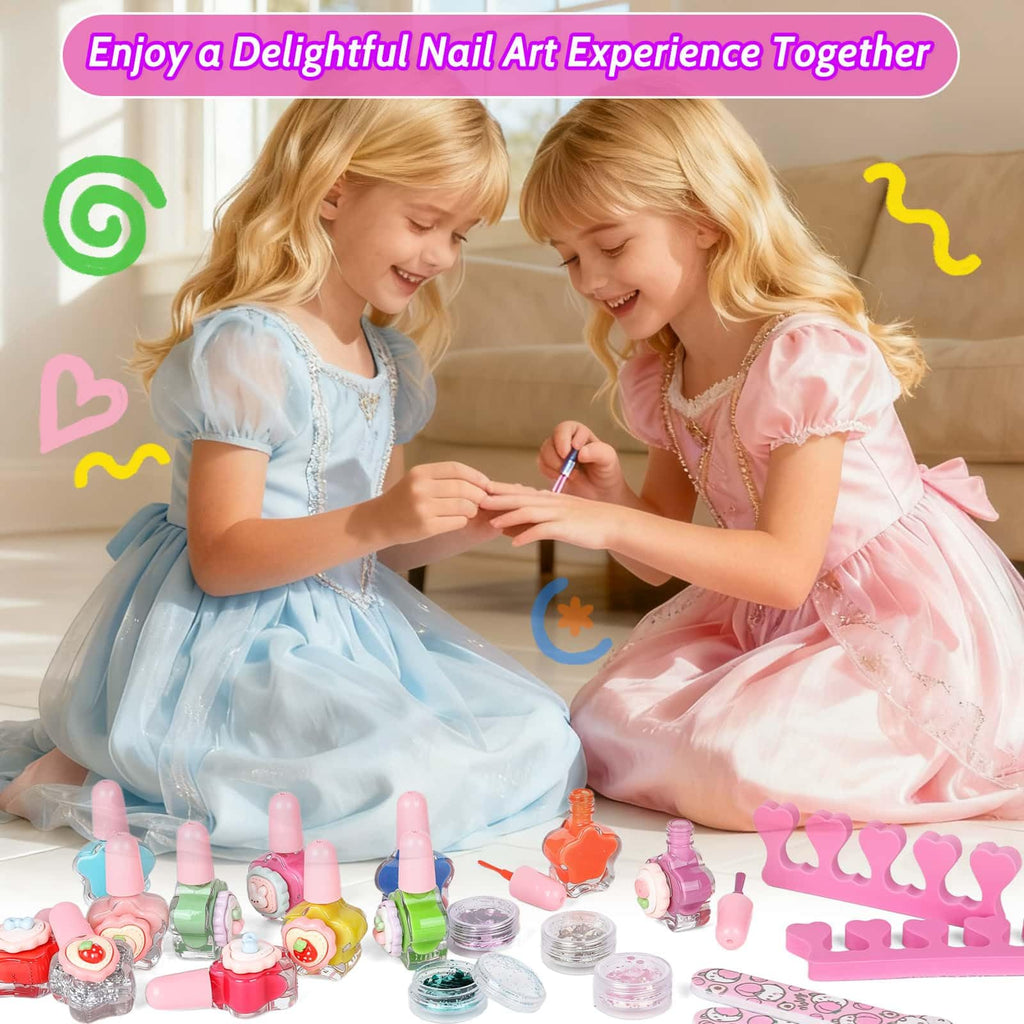 Kids Nail Art Kit with Press-On Nails, Polish, Dryer and Stickers