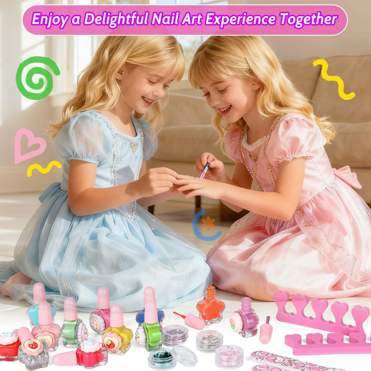 Kids Nail Art Kit with Press-On Nails, Polish, Dryer and Stickers