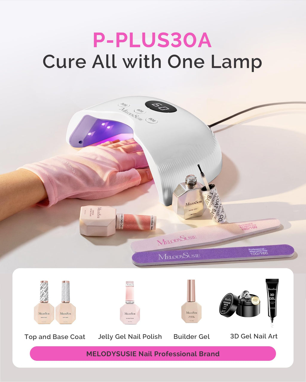 MelodySusie P-Plus30A 24W UV LED Nail Lamp with UV Gloves