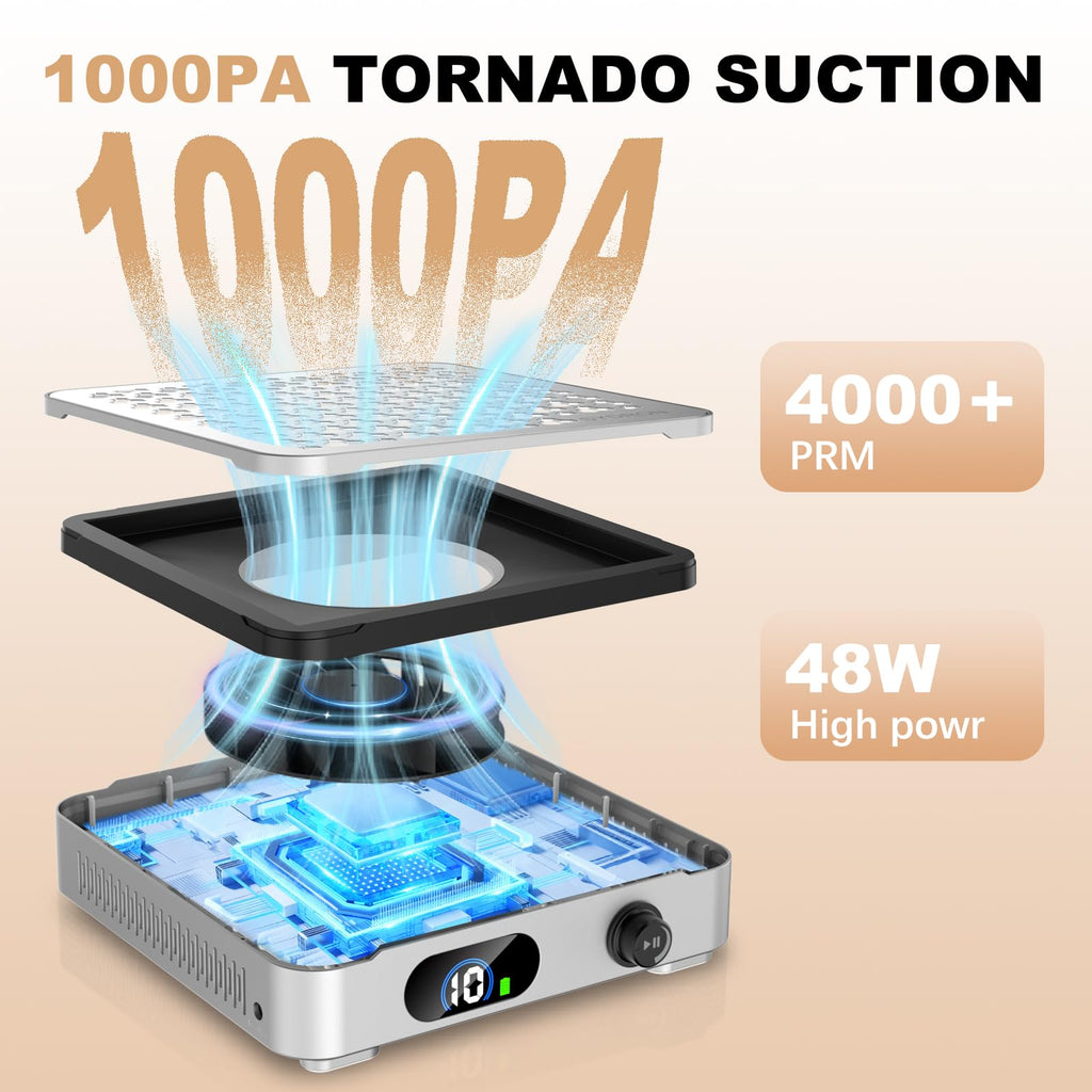Nail Dust Collector, Cordless 1000Pa Suction with 10 Speed Levels