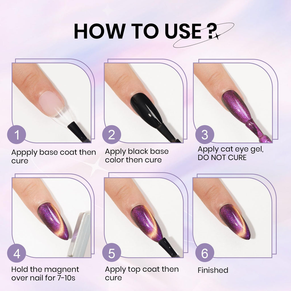 12-Color Cat Eye Gel Polish Collection with Magnetic Effect