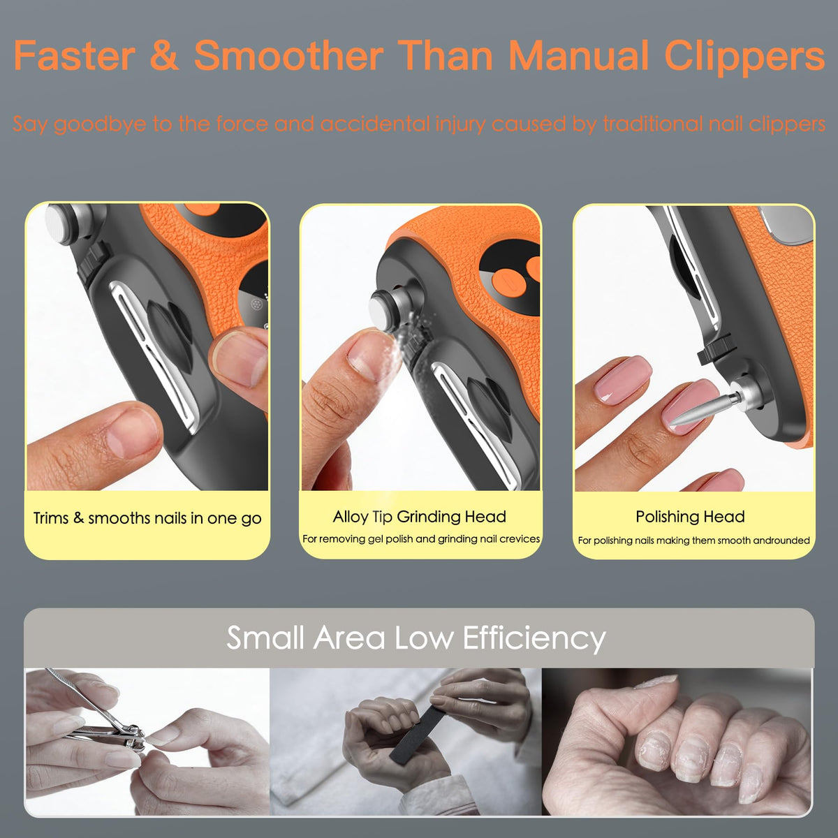 3-in-1 Electric Nail Clipper with Interchangeable Heads and Magnifier